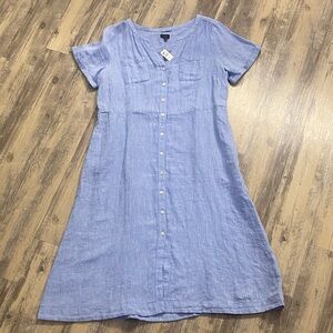 NWT Talbots Linen Chambray Blue Blade Collar Dress 14w 2023